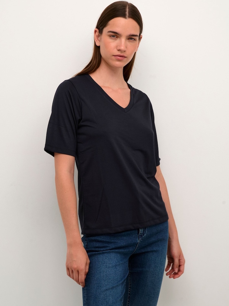 Kaffe Lise Half Sleeve Black T-Shirt - Image 1 of 6 Kaffe Lise Half Sleeve Black T-Shirt - Image 1 of 6