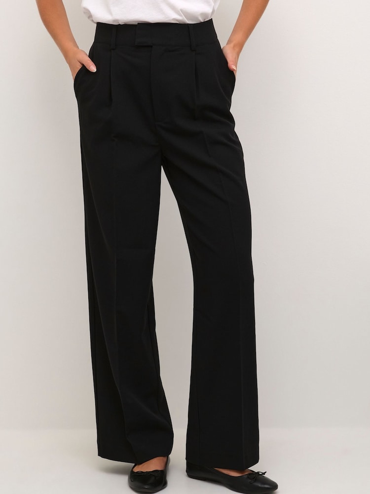 Kaffe Solvej Wide Leg Black Trousers - Image 1 of 6