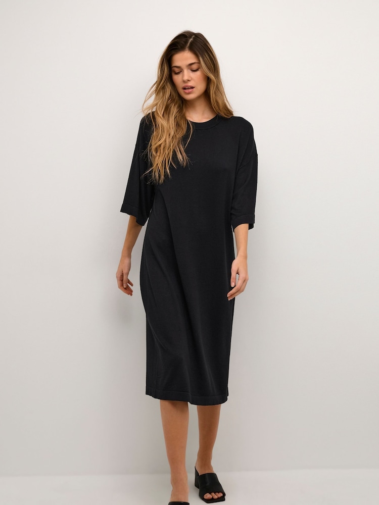 Kaffe Fenia Knitted Midi Black Dress - Image 1 of 5
