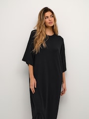 Kaffe Fenia Knitted Midi Black Dress - Image 2 of 5