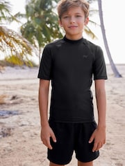 Black Short Sleeve Sunsafe Rash Vest (1.5-16yrs) - Image 1 of 7
