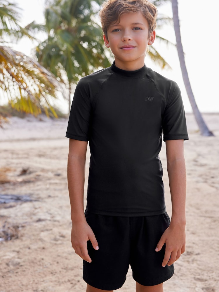 Black Short Sleeve Sunsafe Rash Vest (1.5-16yrs) - Image 1 of 7