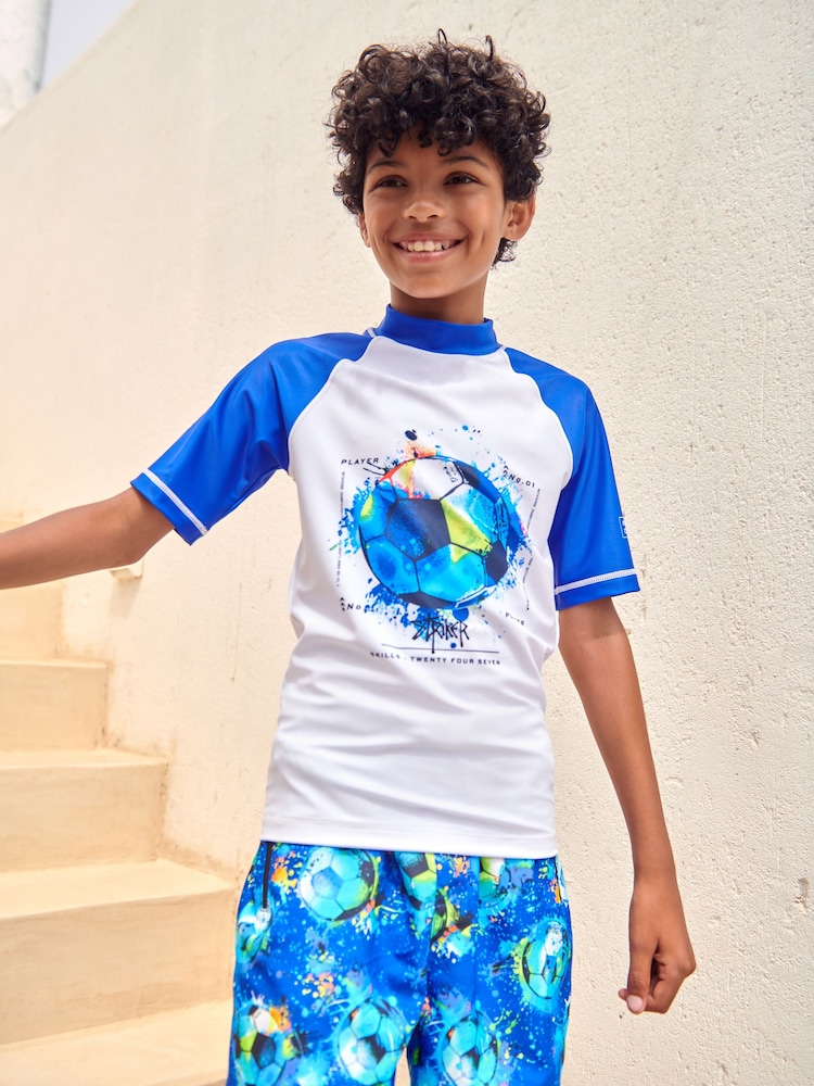 Cobalt Football Short Sleeve Sunsafe Rash Vest (1.5-16yrs) - Image 1 of 7