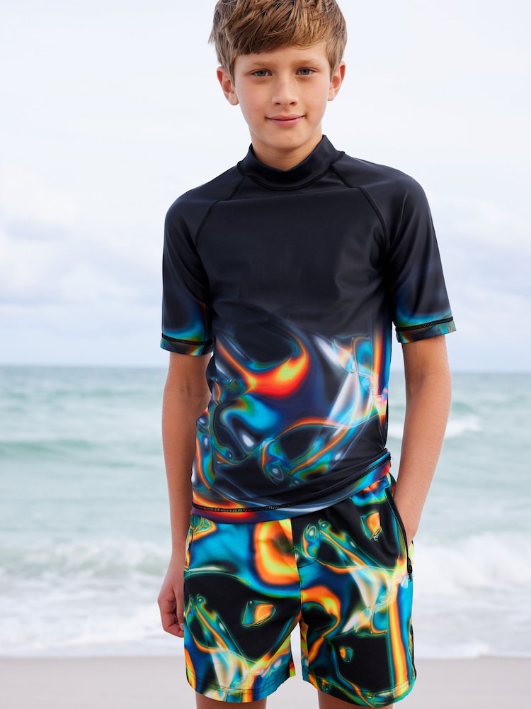 Black/Dark Short Sleeve Sunsafe Rash Vest (3-16yrs) - Image 1 of 7