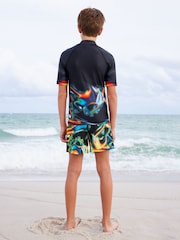 Black/Dark Short Sleeve Sunsafe Rash Vest (3-16yrs) - Image 2 of 7