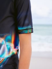 Black/Dark Short Sleeve Sunsafe Rash Vest (3-16yrs) - Image 4 of 7