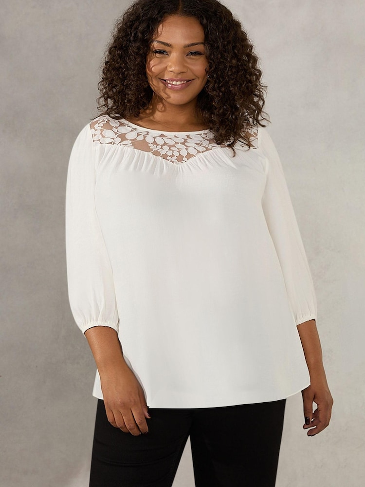 Live Unlimited Curve - White Lace Yoke Blouse - Image 2 of 5