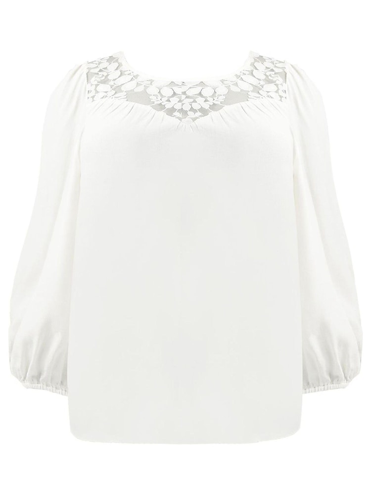 Live Unlimited Curve - White Lace Yoke Blouse - Image 5 of 5