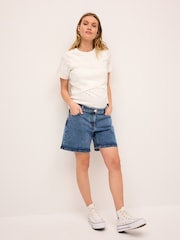 Mid Blue Maternity Denim Boyfriend Shorts - Image 2 of 8