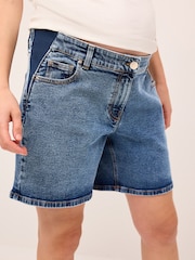 Mid Blue Maternity Denim Boyfriend Shorts - Image 4 of 8