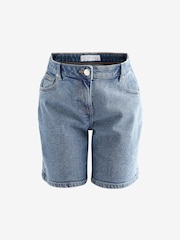Mid Blue Maternity Denim Boyfriend Shorts - Image 5 of 8
