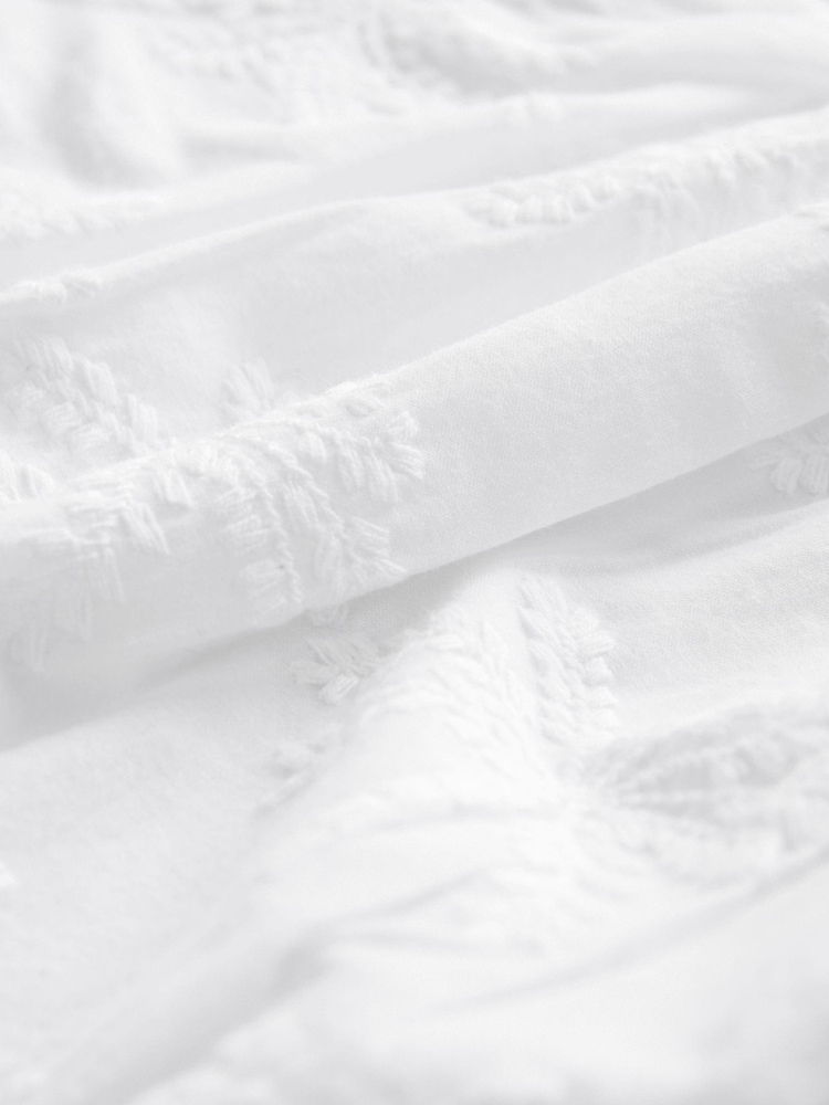 White 100% Cotton Broderie V-Neck Lace Detail Short Sleeve Top - Image 6 of 6