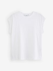 Witte basis - T-shirt van subkatoenen jersey in linnenlook met ronde hals en kapmouwtjes van 100% katoen - Image 6 of 7