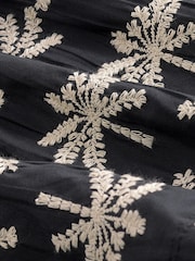 Black with Tan Broderie V-Neck Lace Detail Short Sleeve Top - Image 6 of 6