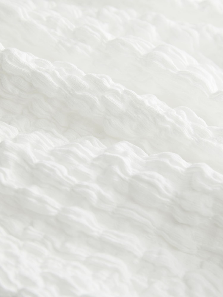 White Textured Twist Front Short Sleeve Top - Image 6 of 6