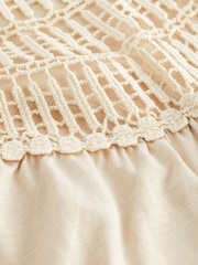 Neutral Short Sleeve Crochet Bubblehem Top - Image 6 of 6