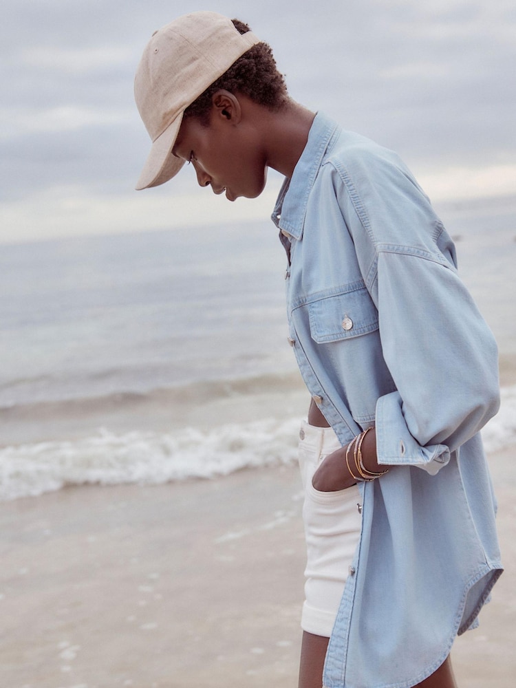 Bleach Oversized Denim 100% Cotton Shirt - Image 2 of 5
