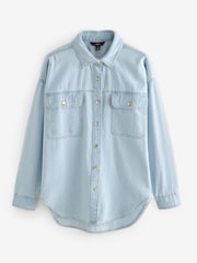 Bleach Oversized Denim 100% Cotton Shirt - Image 4 of 5