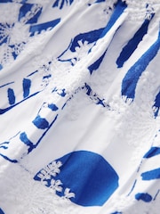 Blue Print Broderie Sleeveless Tie Top - Image 6 of 6