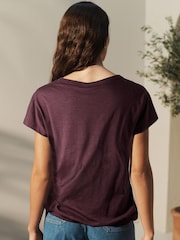 Red Print V-Neck Bubble Hem Top - Image 3 of 6