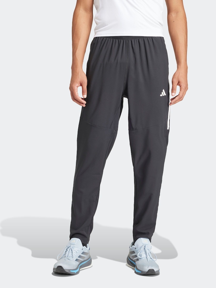 adidas Black Own The Run 3-Stripes Joggers - Image 1 of 4
