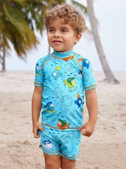 Blue Puffer Fish Sunsafe Top and Shorts Set (3mths-7yrs) - Image 1 of 8