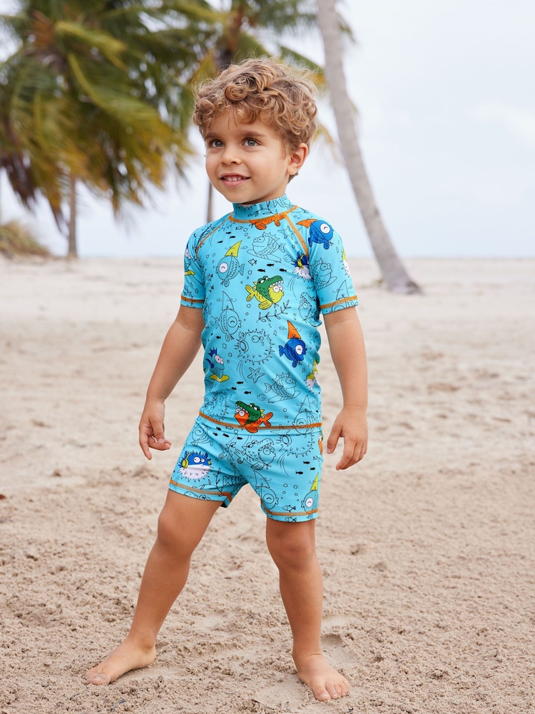 Blue Puffer Fish Sunsafe Top and Shorts Set (3mths-7yrs) - Image 2 of 8