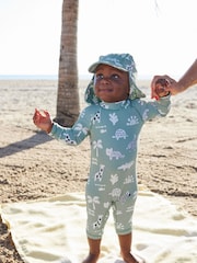 Sage Green Sunsafe Swimsuit & Hat 2 Piece Set (3mths-7yrs) - Image 2 of 10