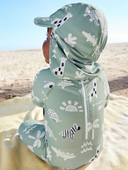 Sage Green Sunsafe Swimsuit & Hat 2 Piece Set (3mths-7yrs) - Image 5 of 10