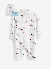 Pale Blue Boats Sunsafe Swimsuit & Hat 2 Piece Set (3mths-7yrs) - Image 6 of 10