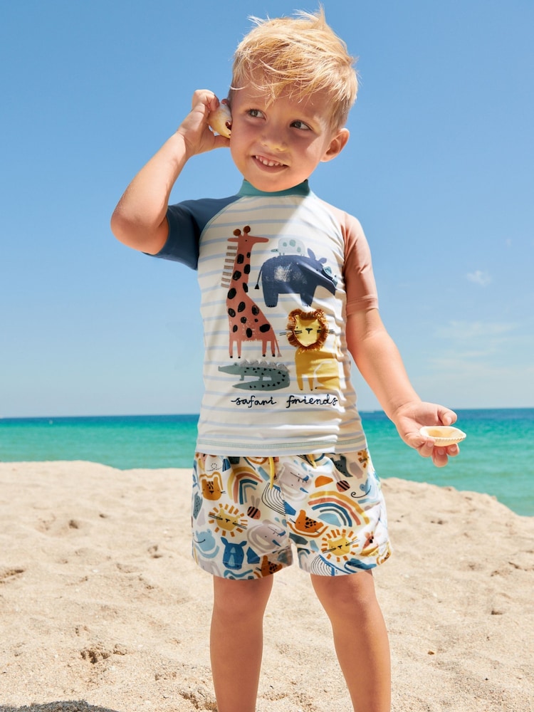 Neutral Safari Sunsafe Top and Shorts Set (3mths-7yrs) - Image 1 of 6