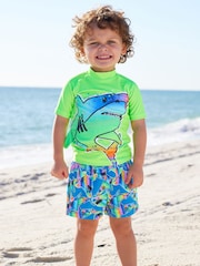 Green Rainbow Shark Sunsafe Top and Shorts Set (3mths-7yrs) - Image 1 of 8