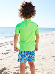 Green Rainbow Shark Sunsafe Top and Shorts Set (3mths-7yrs) - Image 3 of 8