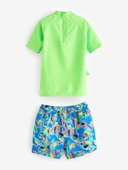 Green Rainbow Shark Sunsafe Top and Shorts Set (3mths-7yrs) - Image 6 of 8