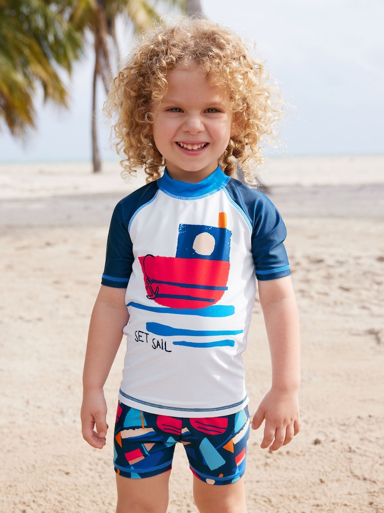 Navy Boat Sunsafe Top and Shorts Set (3mths-7yrs) - Image 1 of 8