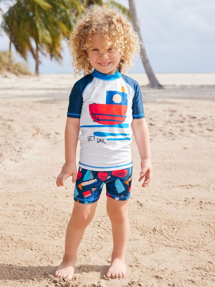 Navy Boat Sunsafe Top and Shorts Set (3mths-7yrs) - Image 2 of 8