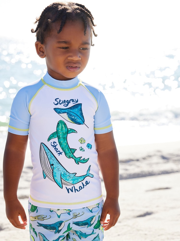 Light Blue Sealife Sunsafe Top and Shorts Set (3mths-7yrs) - Image 2 of 9