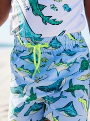 Light Blue Sealife Sunsafe Top and Shorts Set (3mths-7yrs) - Image 6 of 9