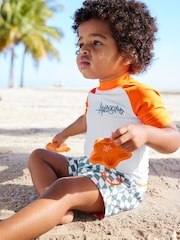 Orange Checkerboard Sunsafe Top and Shorts Set (3mths-7yrs) - Image 2 of 7