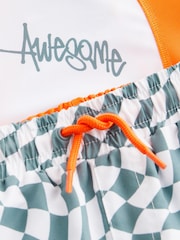 Orange Checkerboard Sunsafe Top and Shorts Set (3mths-7yrs) - Image 7 of 7