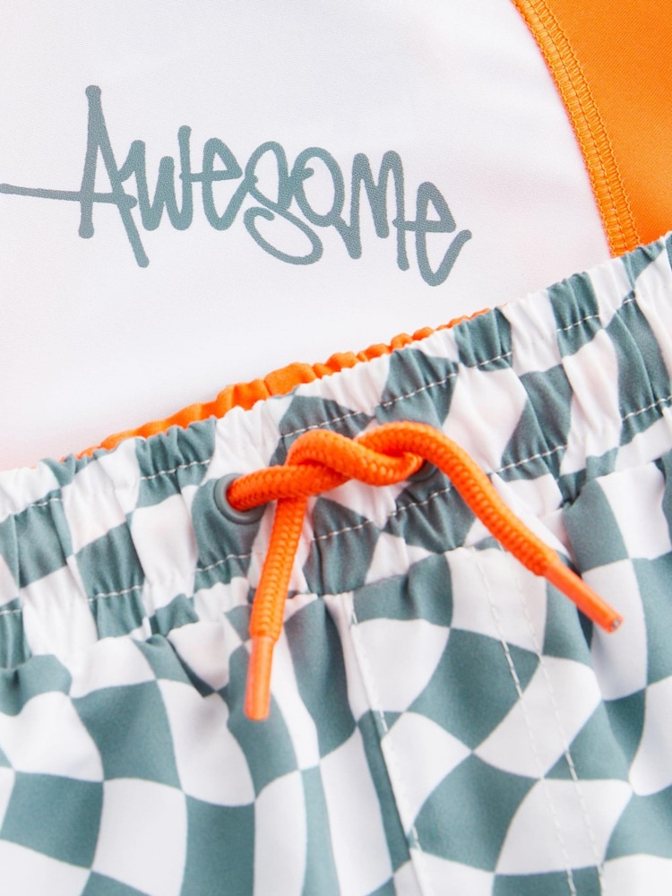 Orange Checkerboard Sunsafe Top and Shorts Set (3mths-7yrs) - Image 7 of 7