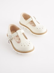 White Standard Fit (F) T-Bar Adjustable Buckle Shoes - Image 2 of 6