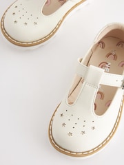 White Standard Fit (F) T-Bar Adjustable Buckle Shoes - Image 5 of 6