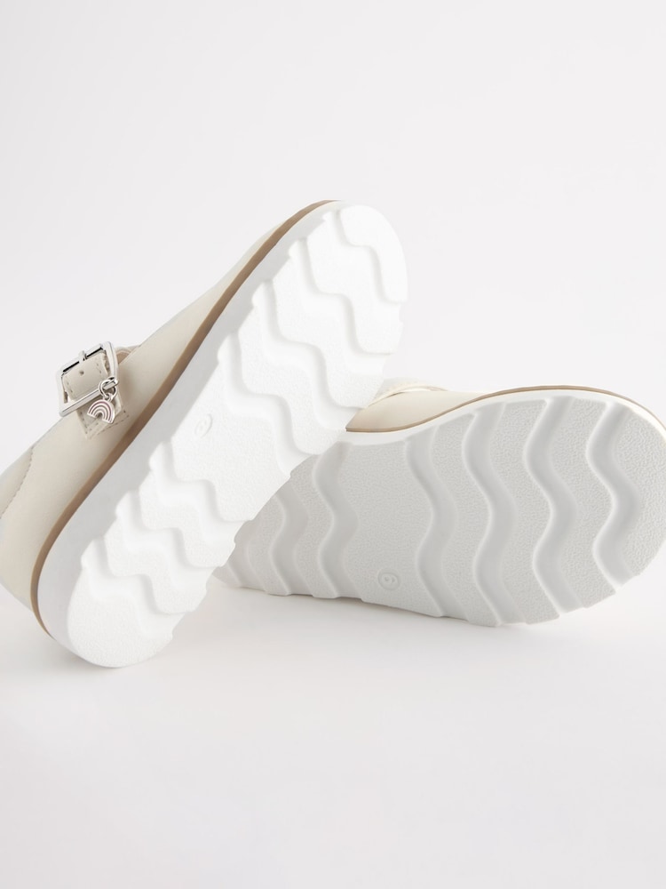 White Standard Fit (F) T-Bar Adjustable Buckle Shoes - Image 6 of 6