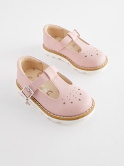 Pink Standard Fit (F) T-Bar Adjustable Buckle Shoes - Image 3 of 6