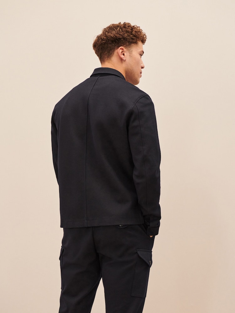 Navy Blue EDIT Jersey Shacket - Image 2 of 4