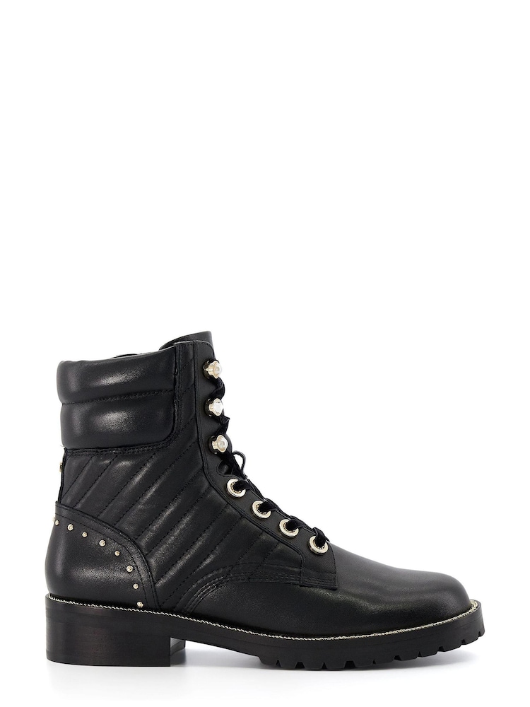 Dune London Black Pearlescent Gem Detail Boots - Image 1 of 5