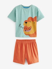 Muted Orange/Blue/Yellow Animal Short Sleeve 3 Pack Pyjama Set (9mths-12yrs) - Image 2 of 6