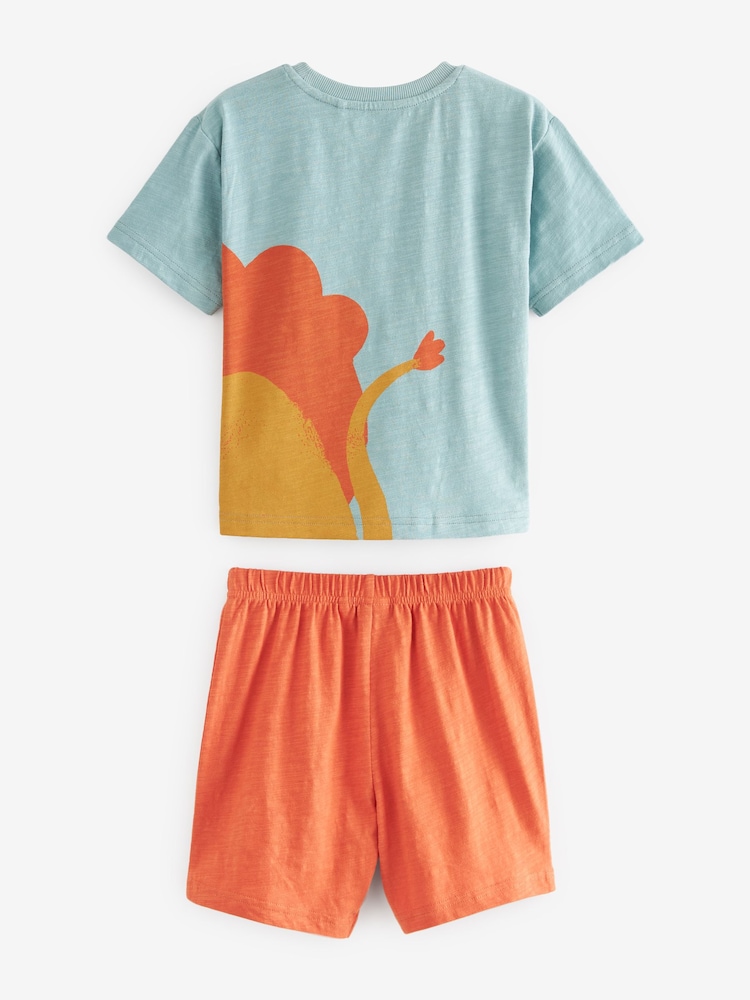 Muted Orange/Blue/Yellow Animal Short Sleeve 3 Pack Pyjama Set (9mths-12yrs) - Image 3 of 6