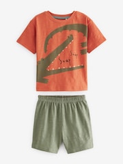 Muted Orange/Blue/Yellow Animal Short Sleeve 3 Pack Pyjama Set (9mths-12yrs) - Image 4 of 6